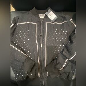 SAINT LAURENT Black Monogram Teddy Bomber Jacket